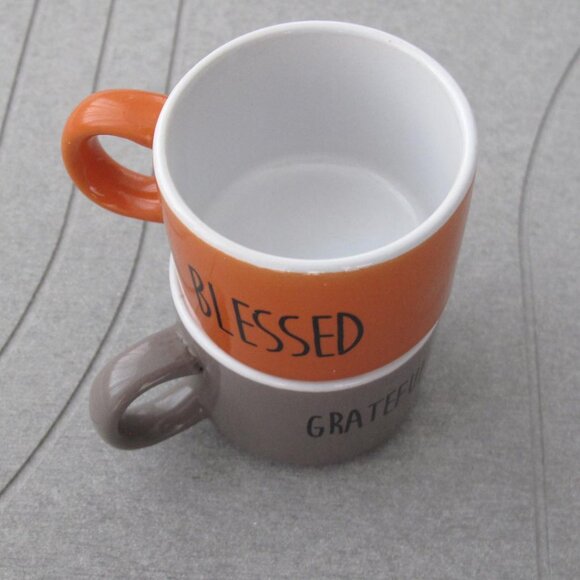 Espresso Cups Set of 2 Mugs Gray, Orange Mini 2.3 oz Cups perfect shot of coffee - Picture 6 of 8